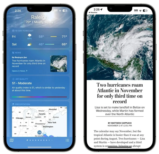 玉溪苹果14维修分享iPhone 14手机如何看天气时顺带看新闻 