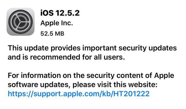 玉溪苹果手机维修分享iOS12.5.2发布，建议所有老苹果用户安装 